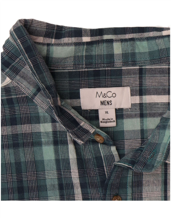 Camisa masculina de manga curta M&CO XL azul xadrez algodão