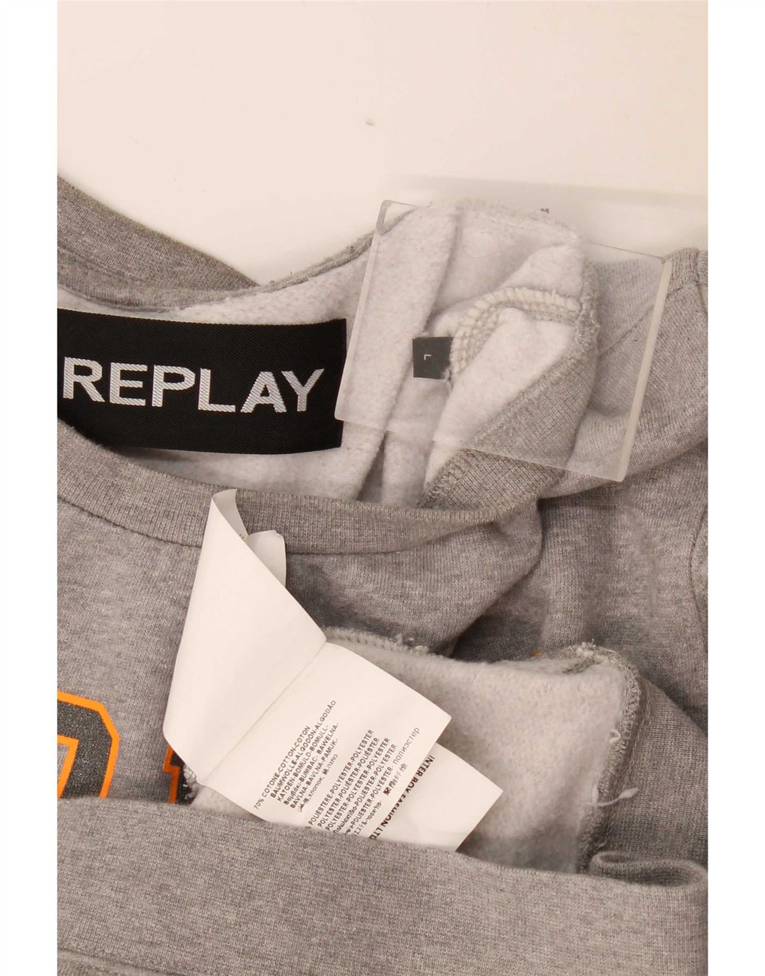 Replay moletom gráfico masculino jumper grande algodão manchado cinza