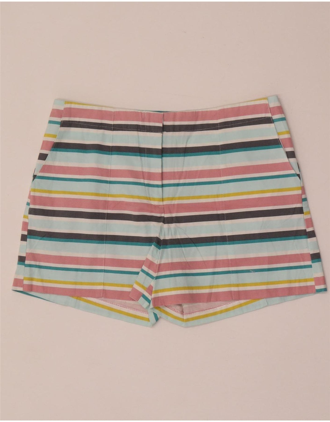Shorts Chino feminino OASIS UK 12 médio W32 algodão listrado multicolorido