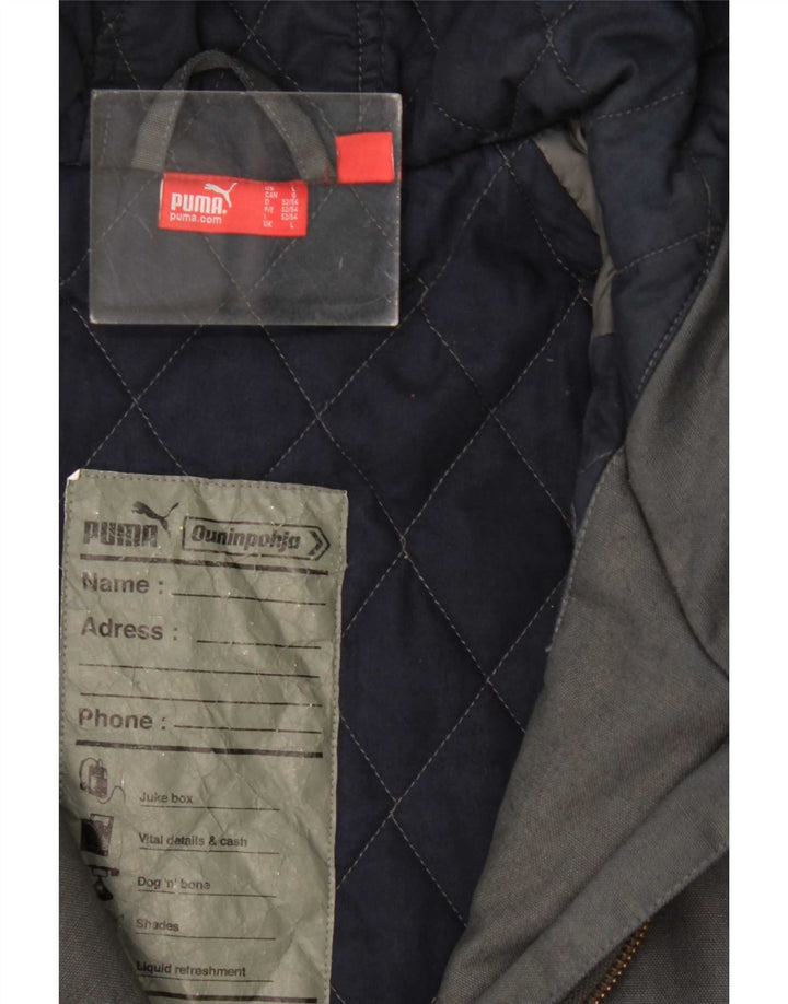 Jaqueta corta-vento masculina Puma com capuz UK 40 grande algodão cinza