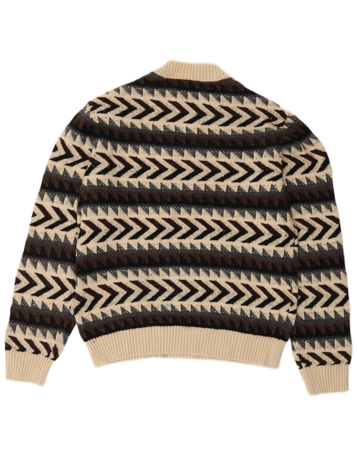 JACK & JONES Mens Crew Neck Jumper Sweater Medium Multicoloured Chevron