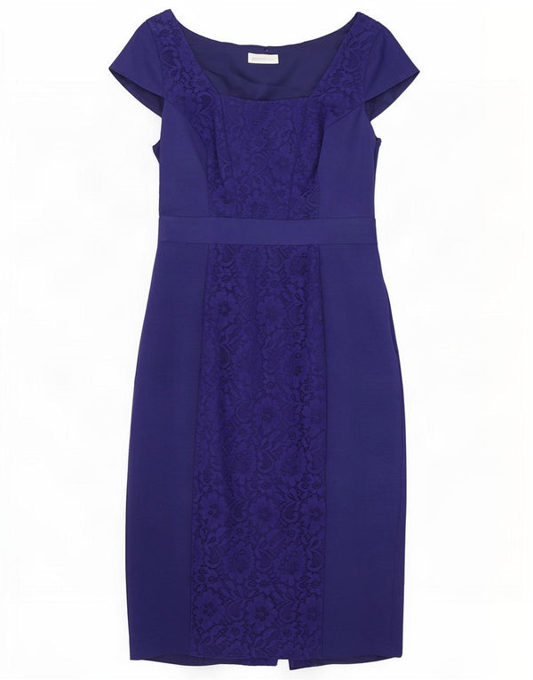 Vestido feminino Monsoon com bainha UK 10 pequeno algodão floral azul marinho