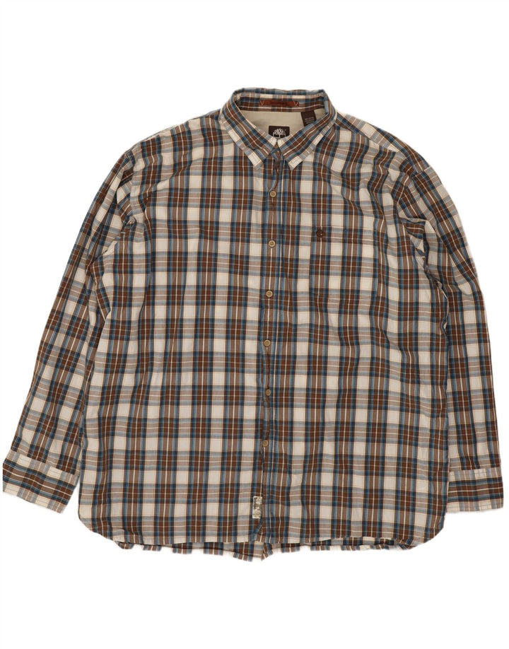 Camisa masculina Timberland 2XL algodão xadrez marrom