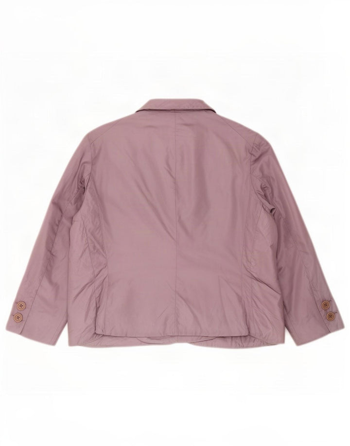 Jaqueta blazer acolchoada feminina Aspesi com 3 botões Reino Unido 14 grande roxo nylon