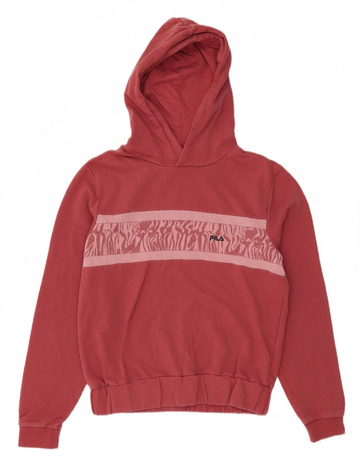 FILA Suéter com capuz feminino 15-16 anos rosa algodão colorblock