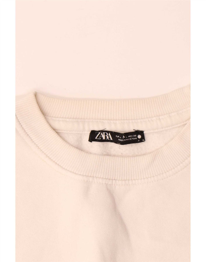 Zara moletom masculino jumper grande algodão branco