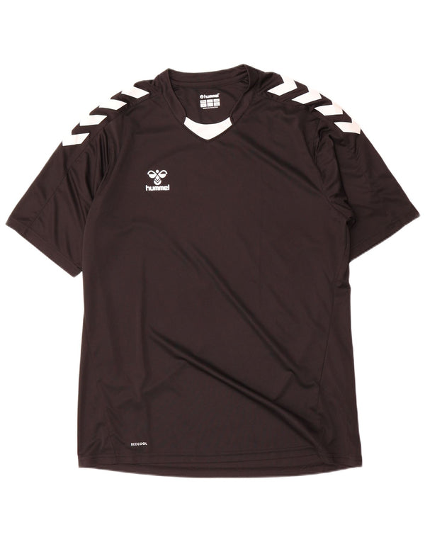 Hummel Mens Graphic T-Shirt Top Large Black Colourblock Polyester