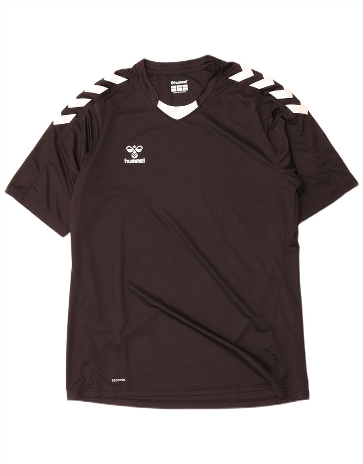 Camiseta masculina Hummel com estampa gráfica grande de poliéster colorido preto