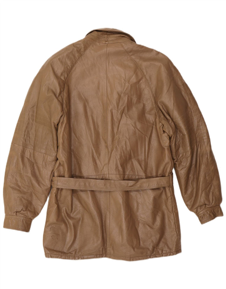 INNOCENTI Mens Leather Jacket IT 50 Large Beige