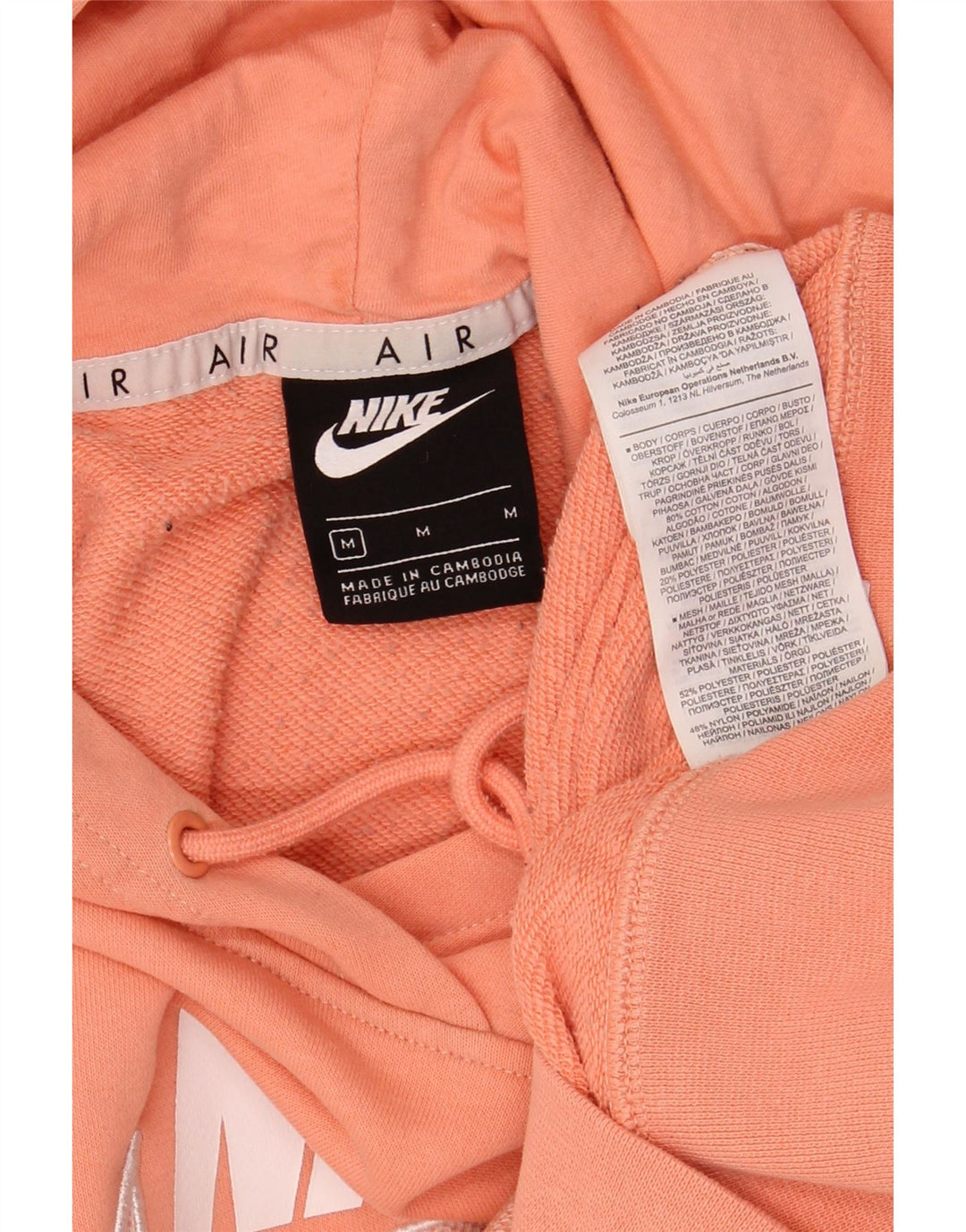 NIKE Womens Oversized Graphic Hoodie Jumper UK 14 Medium Pink Cotton Vintage Nike and Second-Hand Nike from Messina Hembry 