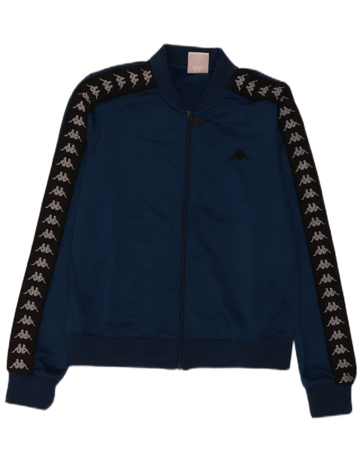 Jaqueta Kappa masculina com agasalho gráfico grande bloco colorido azul marinho