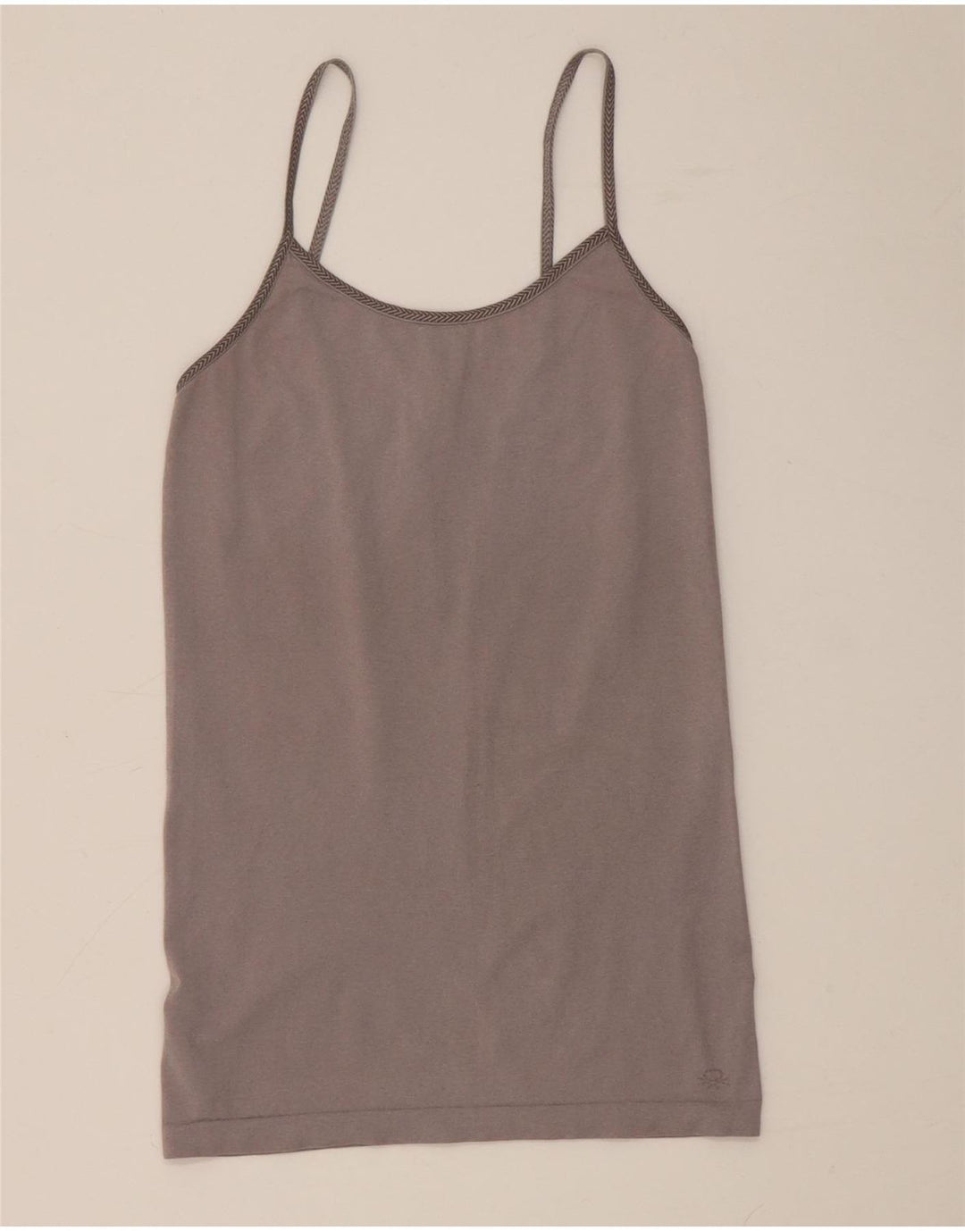 Top feminino Benetton Crop Cami UK 8 pequeno cinza poliamida