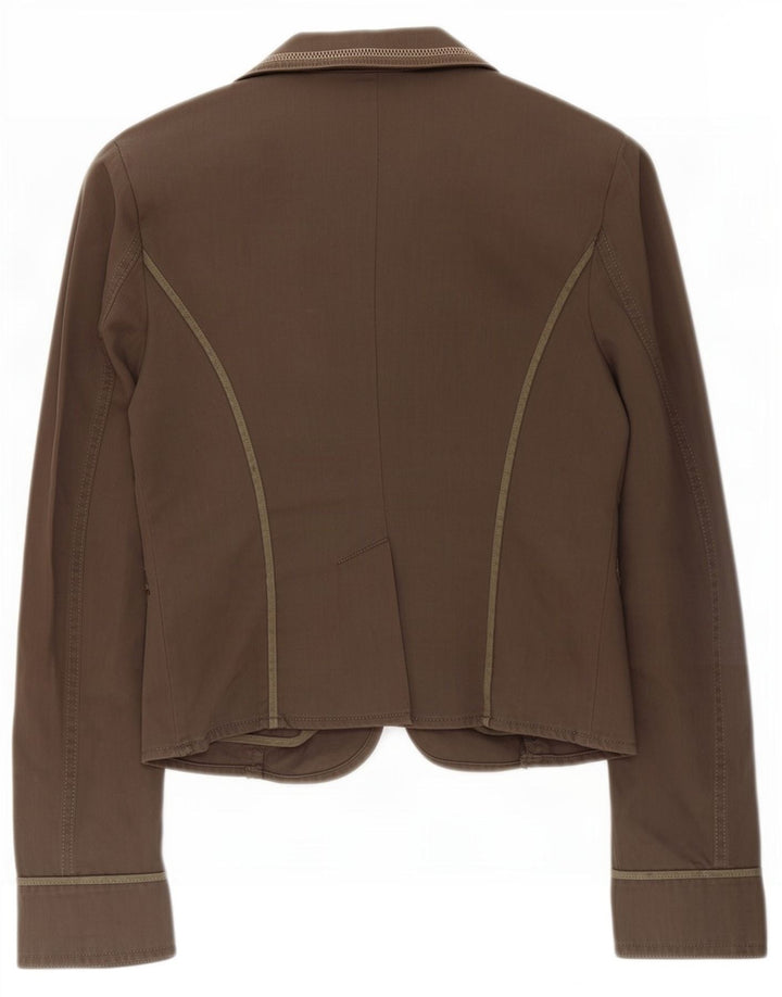 Jaqueta blazer feminina de 3 botões Max & Co. Reino Unido 8 algodão cáqui pequeno