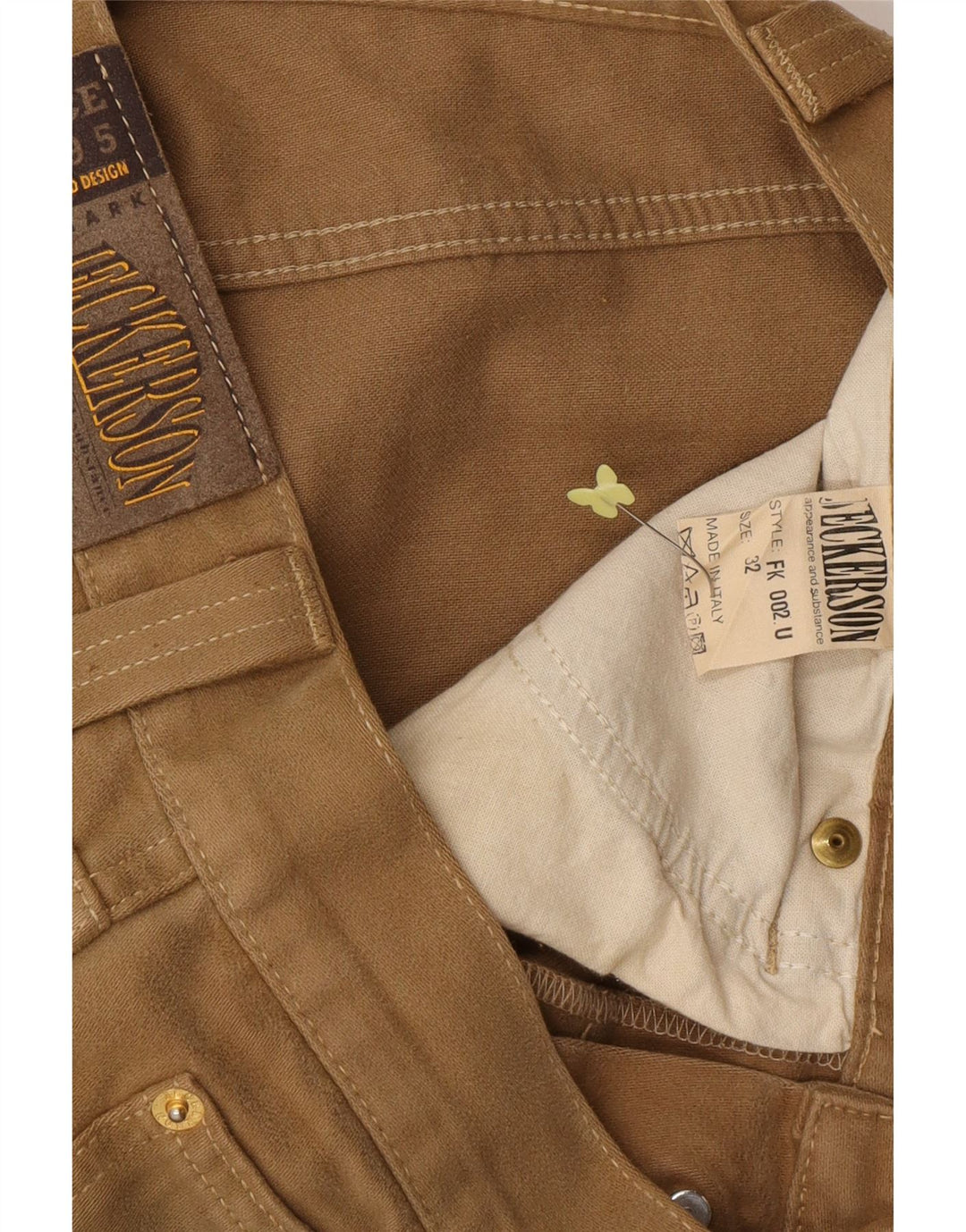 JECKERSON Mens Straight Casual Trousers W32 L32 Brown Cotton Vintage Jeckerson and Second-Hand Jeckerson from Messina Hembry 