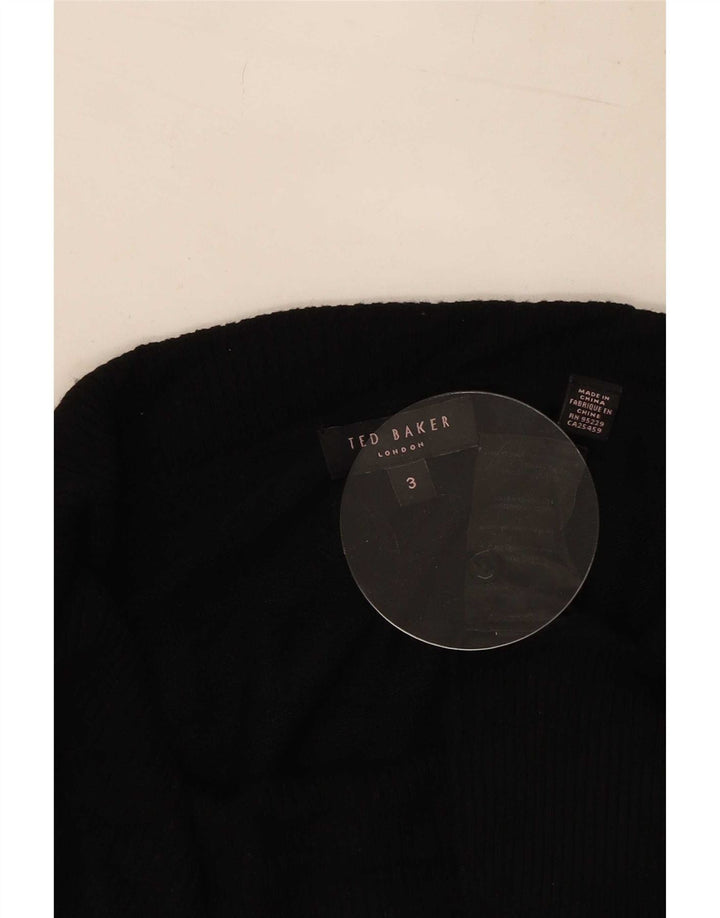 Suéter feminino Ted Baker com gola redonda, tamanho 3, viscose preta média