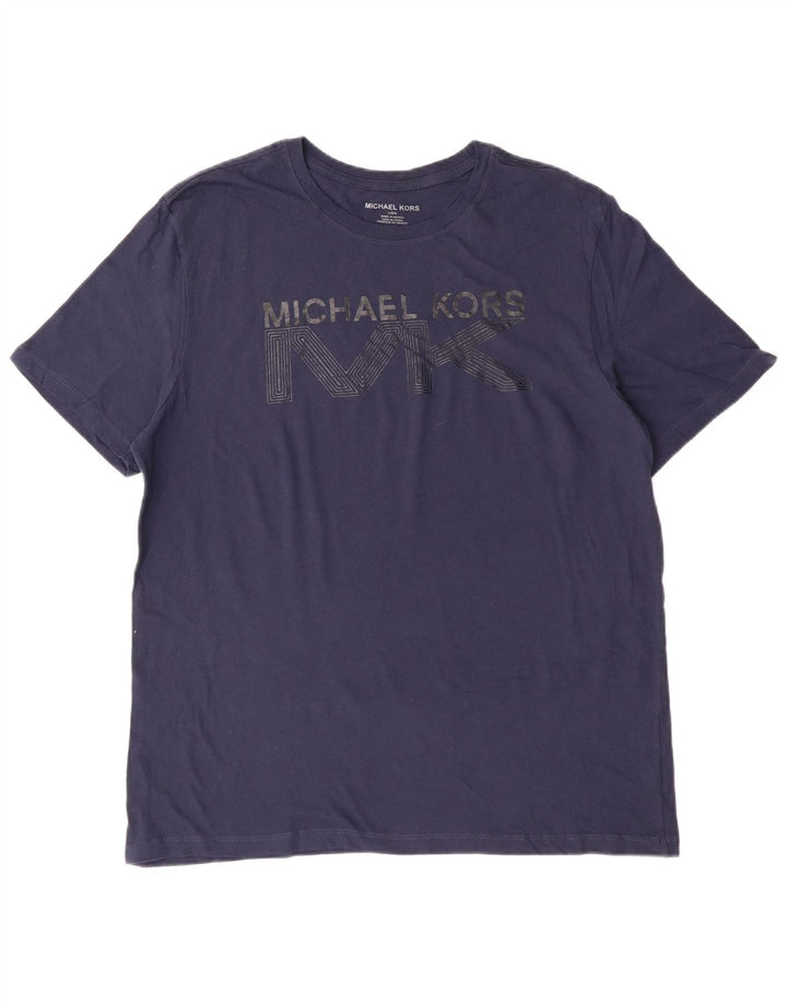 Michael Kors Camiseta masculina gráfica gráfica top grande algodão azul marinho