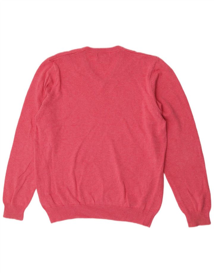 Suéter masculino Marks & Spencer com decote em V grande algodão rosa
