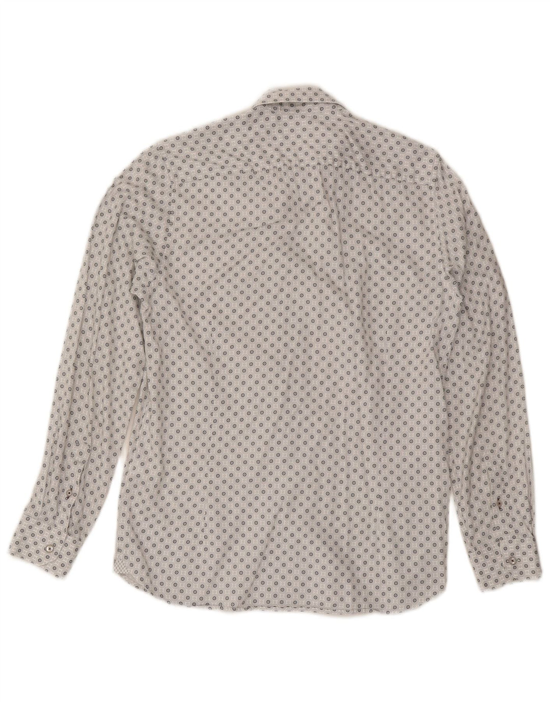 Camisa masculina Ted Baker tamanho 3 algodão geométrico branco médio