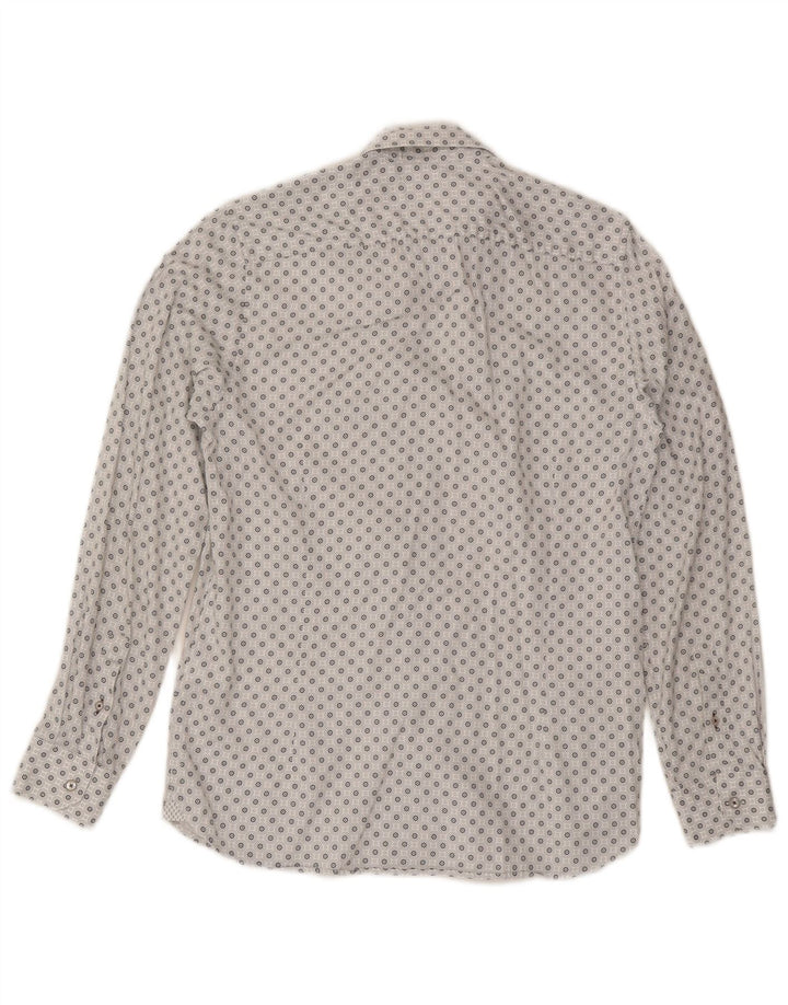 Camisa masculina Ted Baker tamanho 3 algodão geométrico branco médio