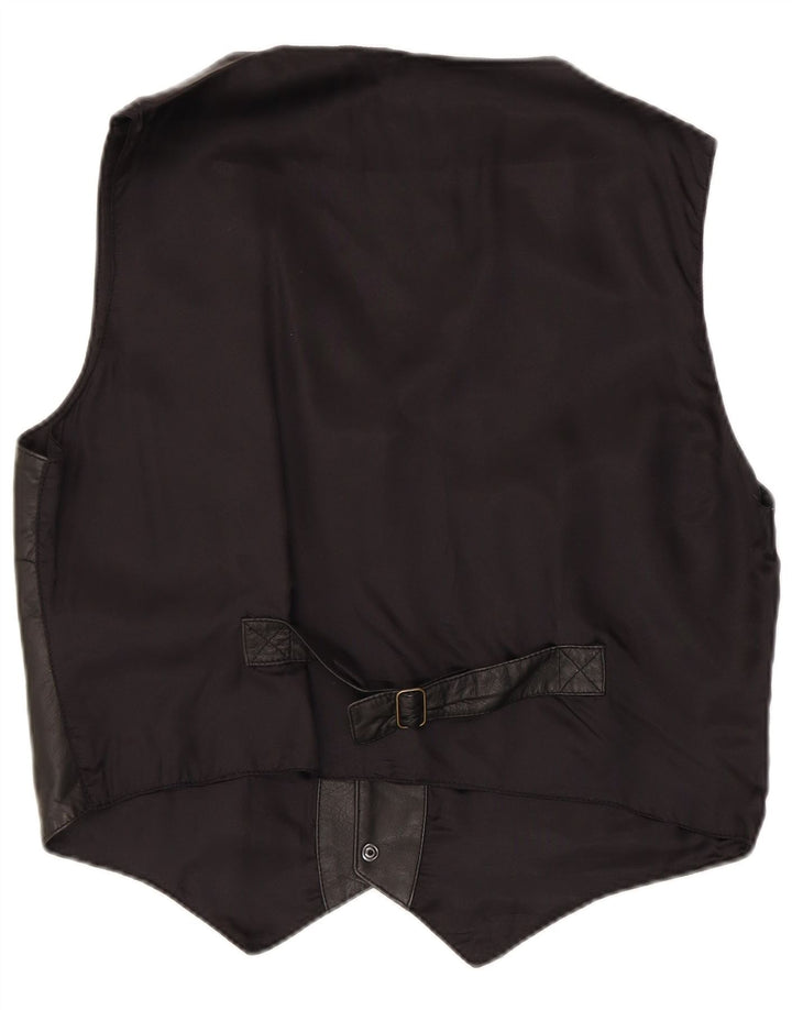 Colete de couro masculino vintage IT 50 grande couro preto