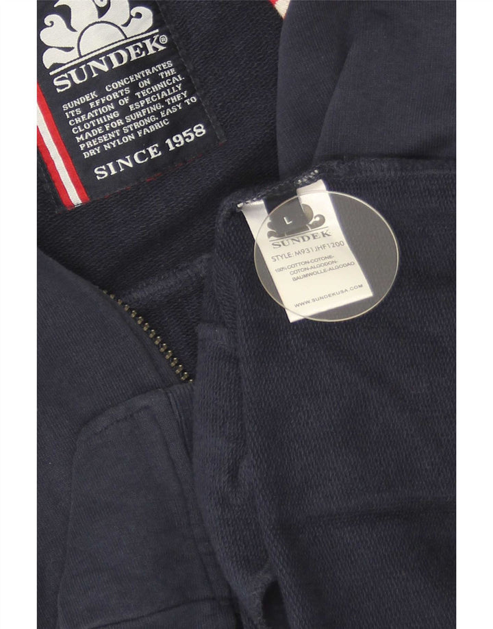 Sundek Mens Treino Top Jaqueta Grande Algodão Azul Marinho