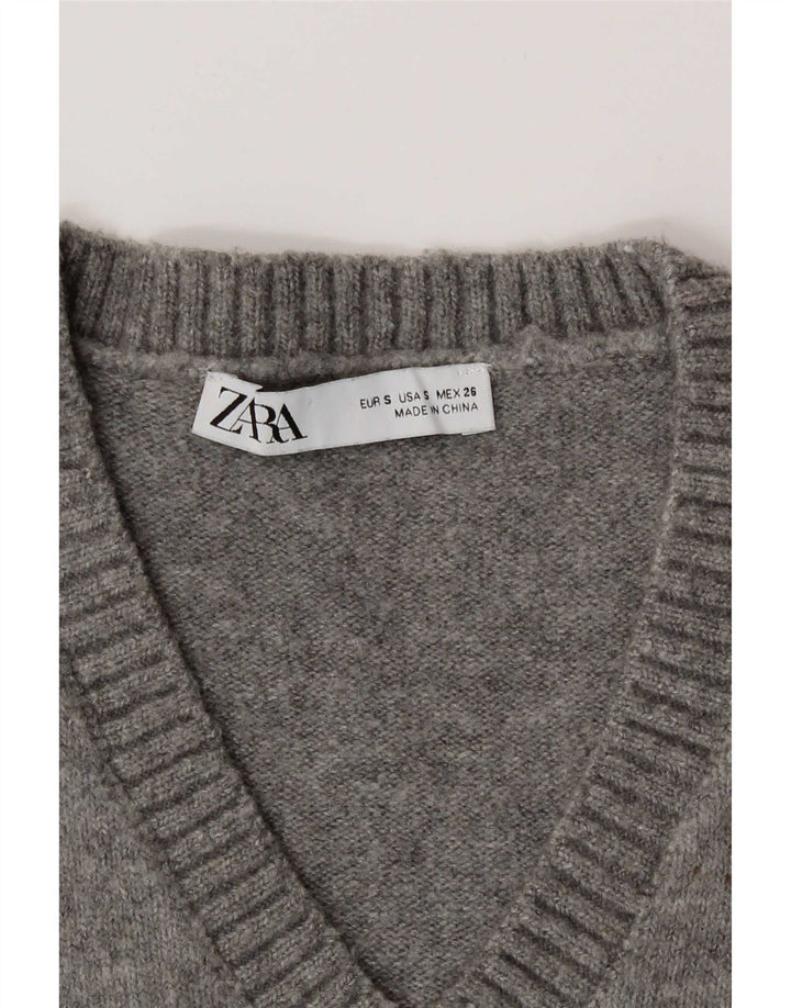 Zara Womens Vest Tank Top UK 10 Pequeno Cinza