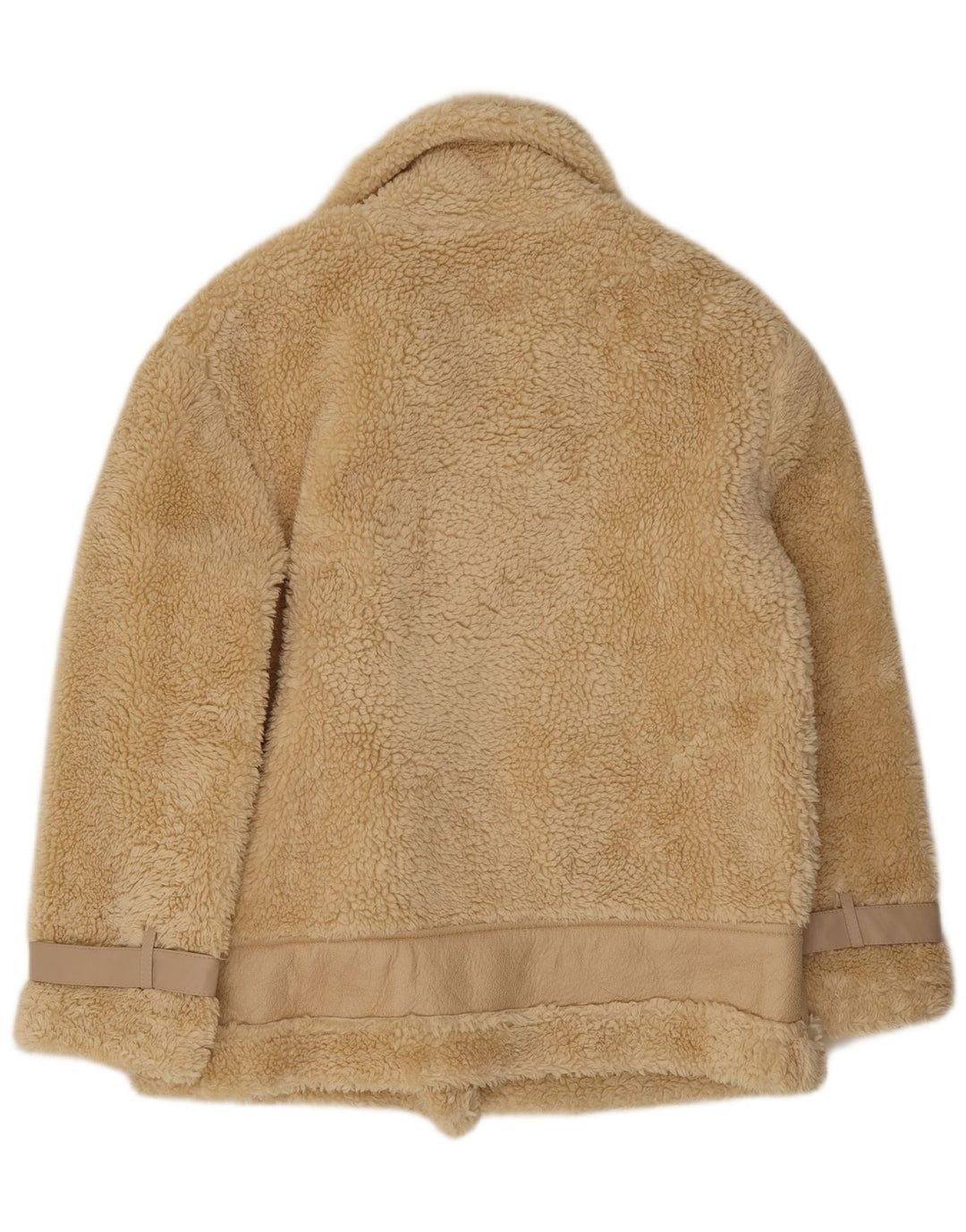 Jaqueta Sherpa Vintage Feminina UK 14 Poliéster Bege Médio