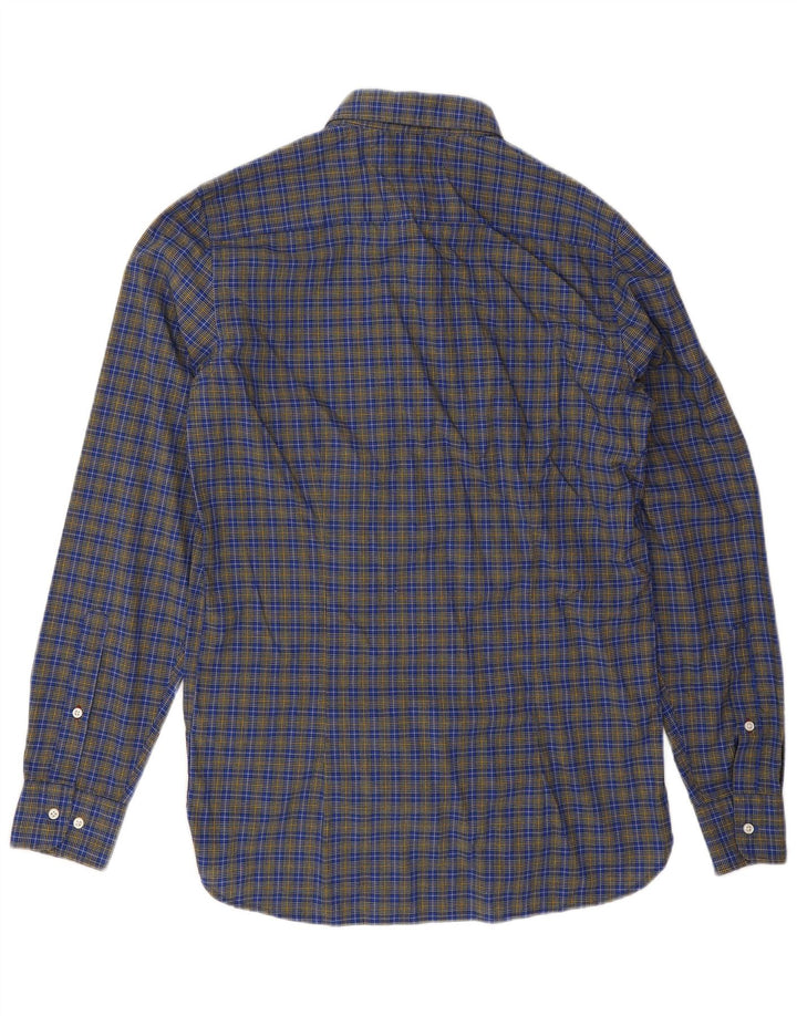 Tommy Hilfiger Camisa masculina Slim Fit de algodão xadrez azul médio