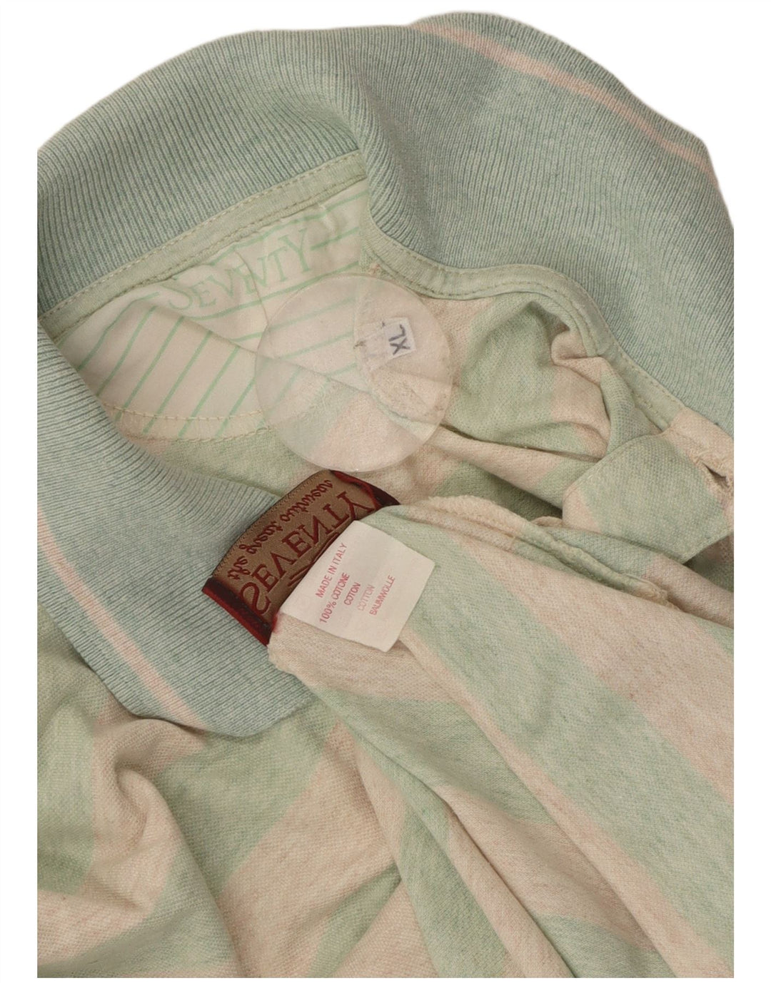 Camisa polo masculina Seventy XL de algodão listrado turquesa