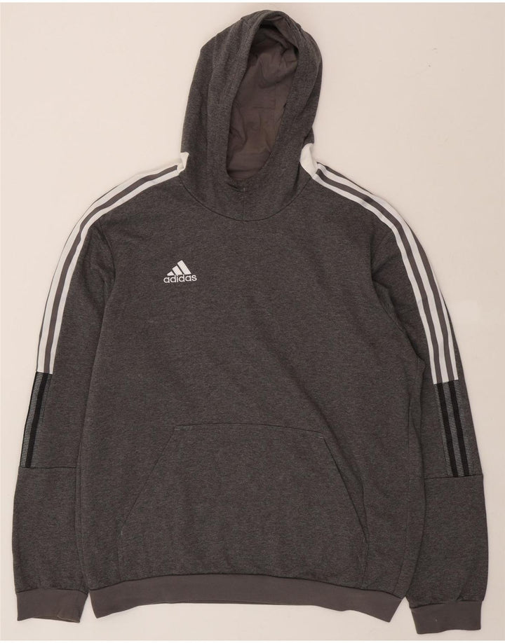 ADIDAS Mens Hoodie Jumper XL Grey Cotton Vintage Adidas and Second-Hand Adidas from Messina Hembry 