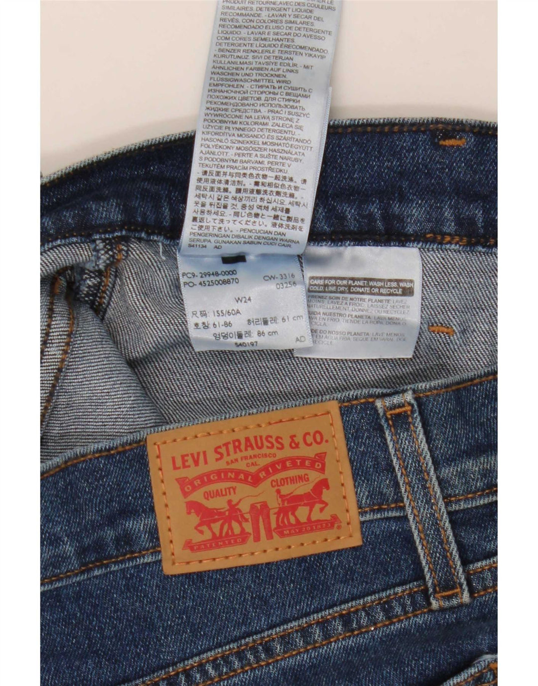Saia jeans feminina Levi's W24 XS azul algodão