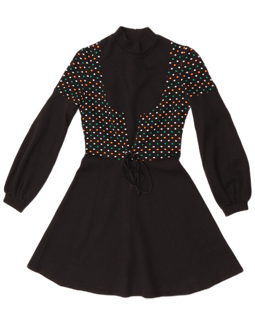 Vestido feminino vintage manga comprida IT 44 médio preto manchado