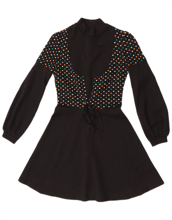 Vestido feminino vintage manga comprida IT 44 médio preto manchado