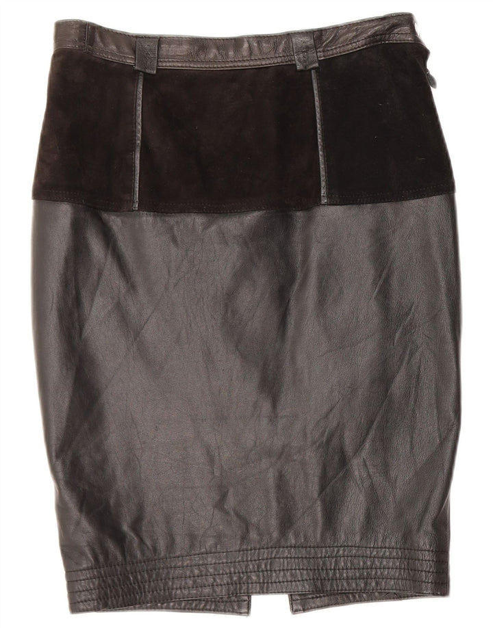 Saia feminina de couro VINTAGE média W28 preta