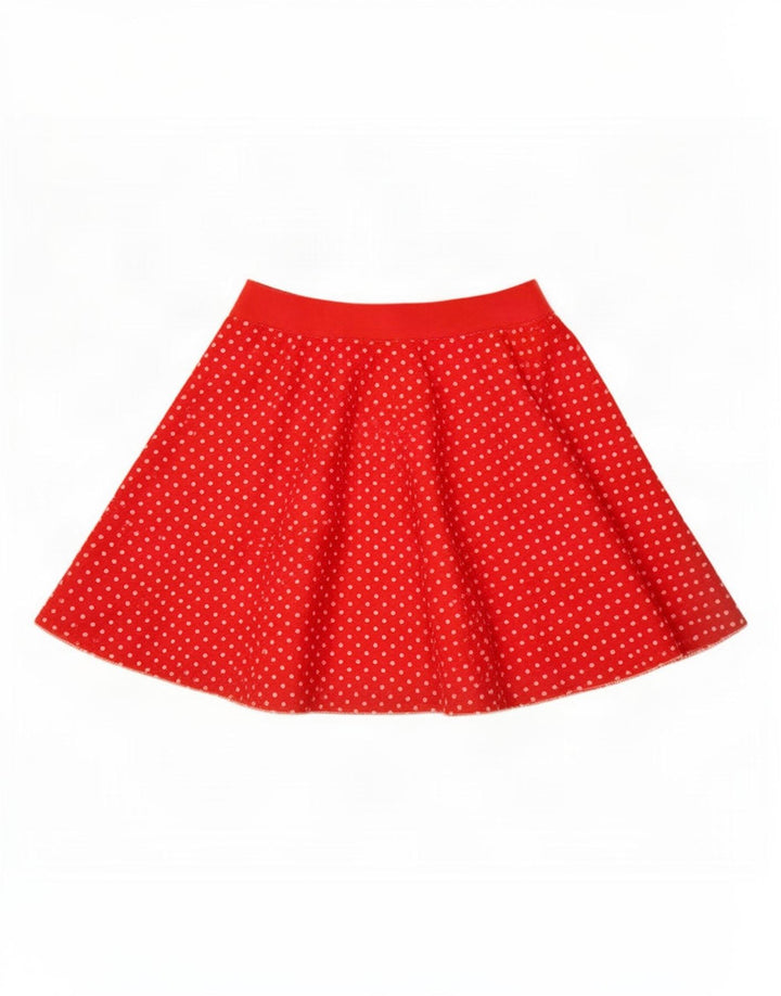 Saia vintage feminina linha A médio W28 poliéster manchado vermelho