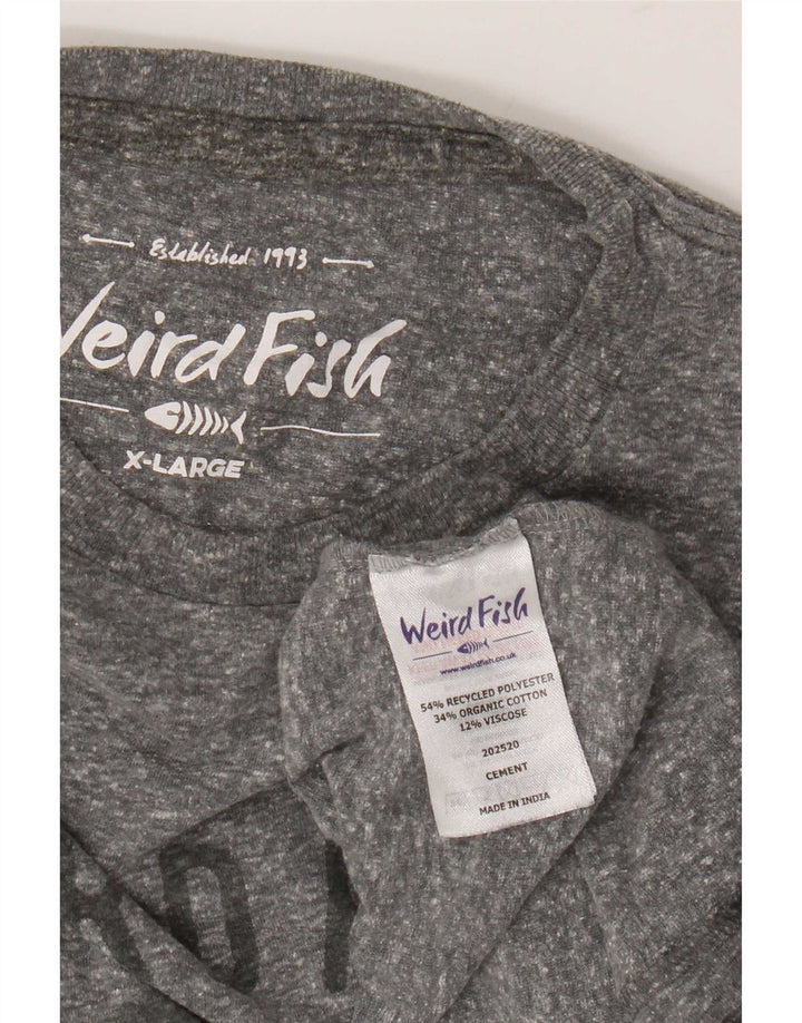 Camiseta gráfica masculina Weird Fish Top XL poliéster manchado cinza