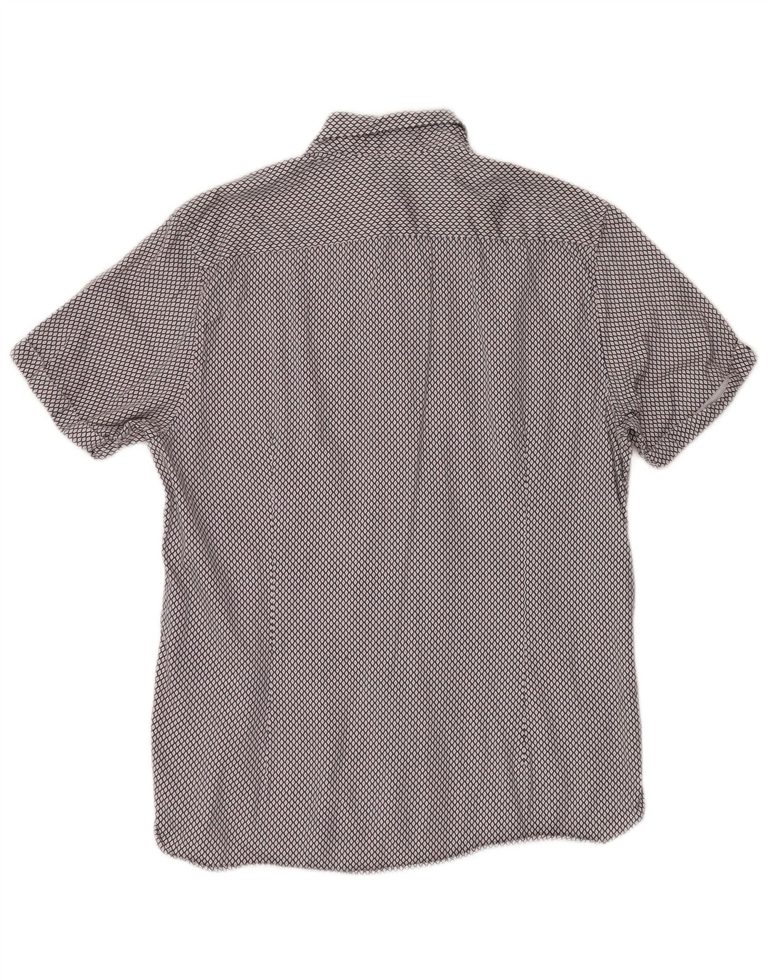 Camisa masculina de manga curta Ted Baker tamanho 4 grande algodão geométrico azul marinho