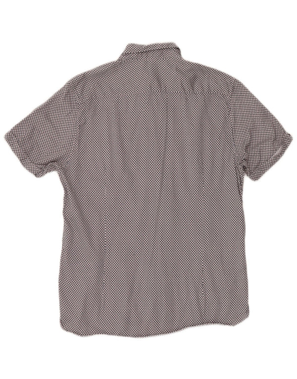Camisa masculina de manga curta Ted Baker tamanho 4 grande algodão geométrico azul marinho