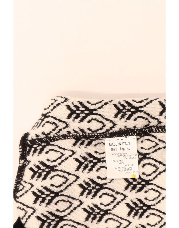 Suéter cardigã feminino STIZZOLI com palangre IT 46 grande branco geométrico