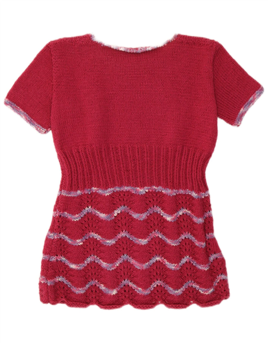 Suéter feminino vintage Reino Unido 12 médio listrado cor de vinho retrô