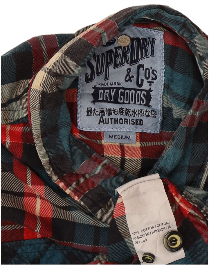 Camisa masculina de flanela Superdry média de algodão xadrez multicolorido