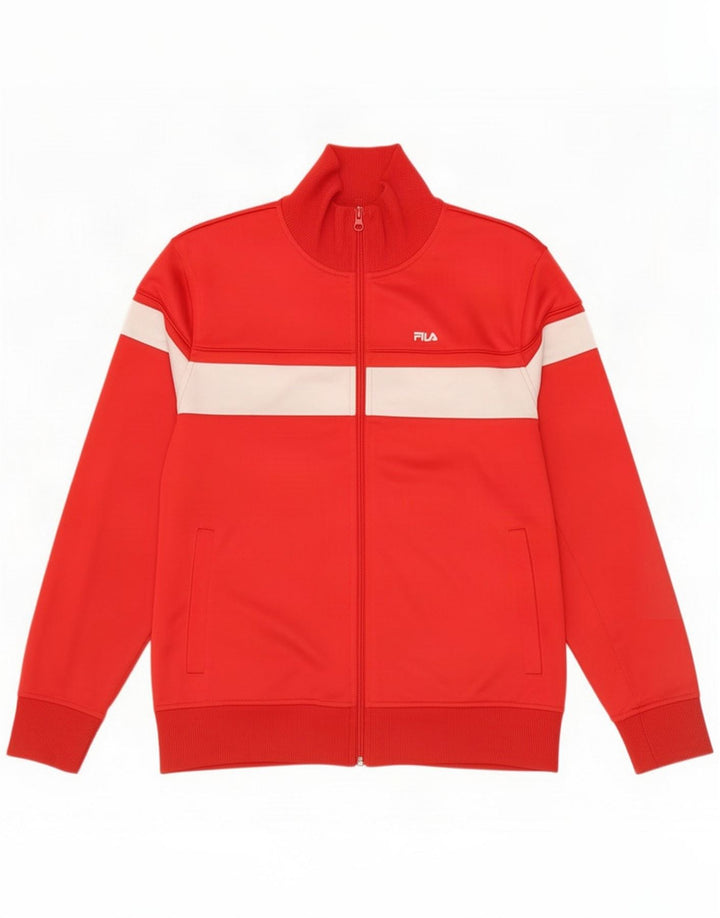 Fila Mens Tracksuit Top Jacket Pequeno Poliéster Colorblock Vermelho