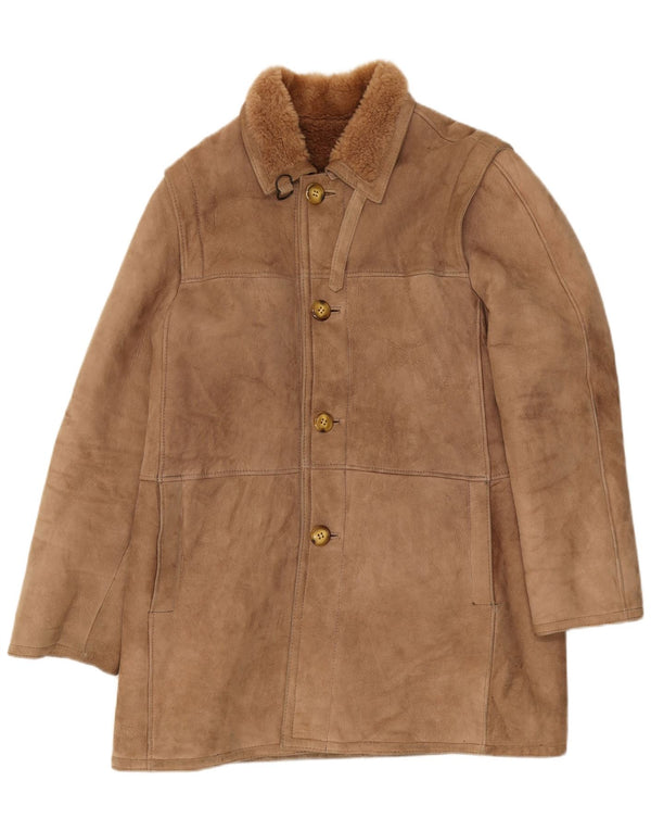 Jaqueta masculina vintage Shearling IT 54 2XL marrom