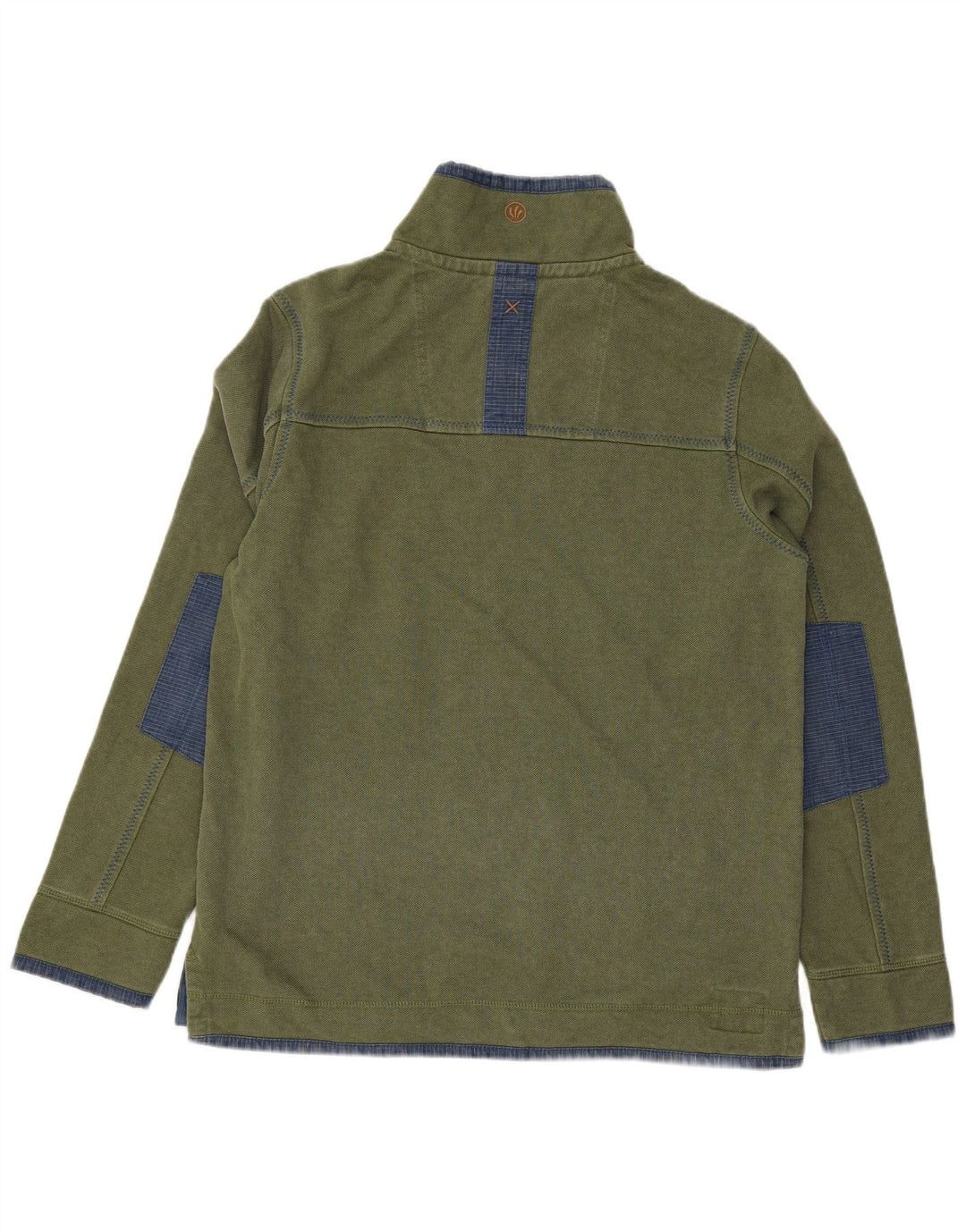 Moletom masculino Fat Face com zíper e pescoço, algodão colorblock verde médio