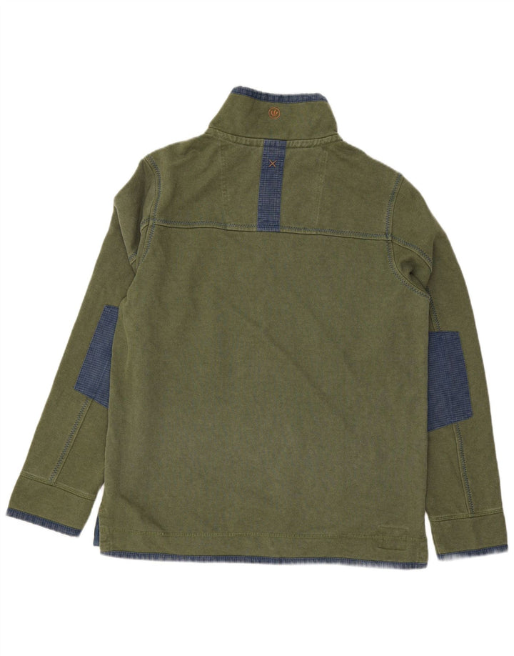 Moletom masculino Fat Face com zíper e pescoço, algodão colorblock verde médio