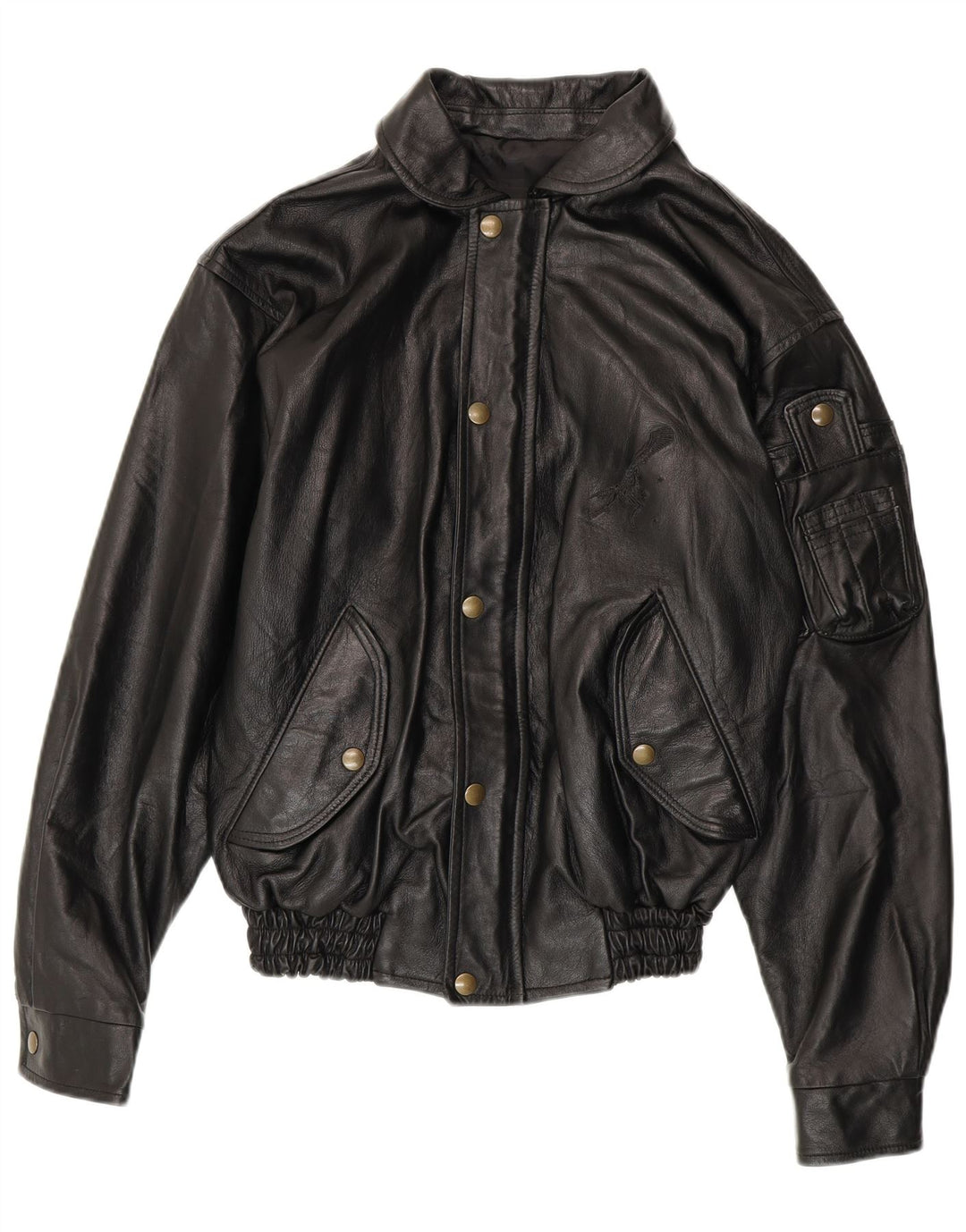 Jaqueta de couro masculina VINTAGE UK 36 pequena couro preto