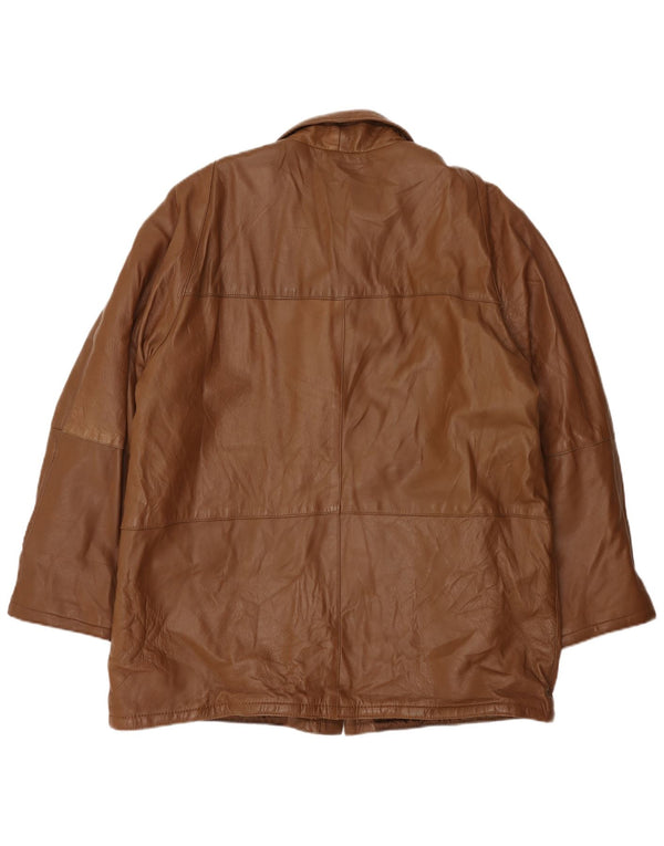 Jaqueta de couro masculina vintage IT 58 4XL couro marrom