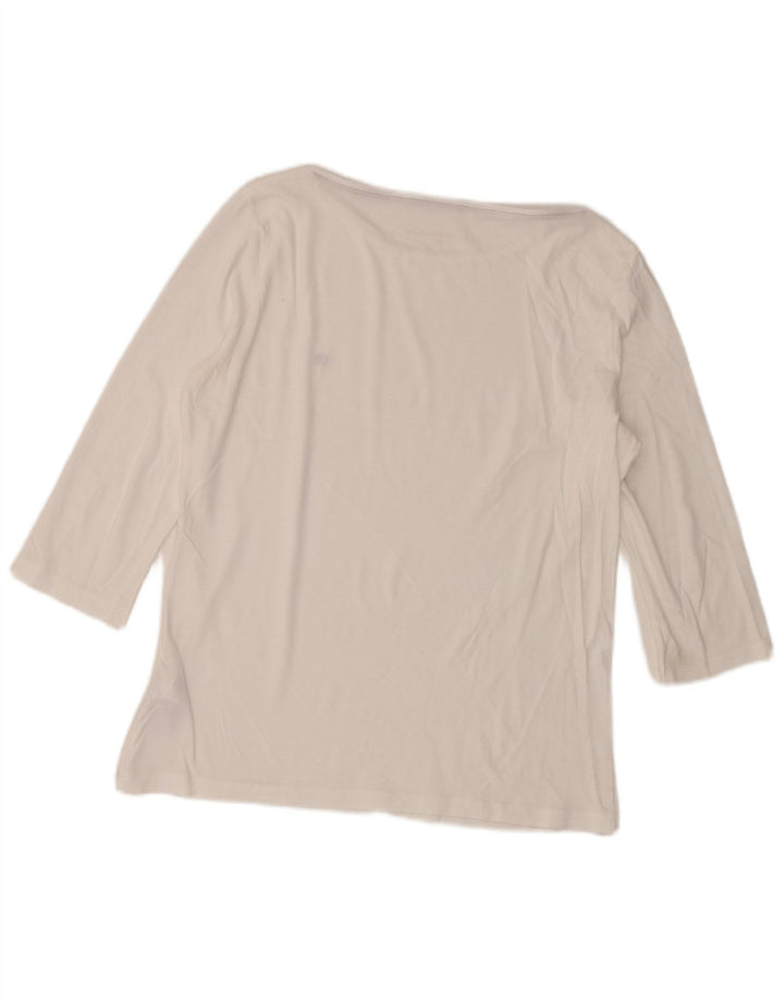 Tommy Hilfiger Top feminino manga 3/4 UK 14 médio algodão branco