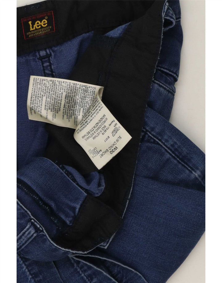 Lee Mens Slim Chino Shorts W30 Algodão Azul Médio