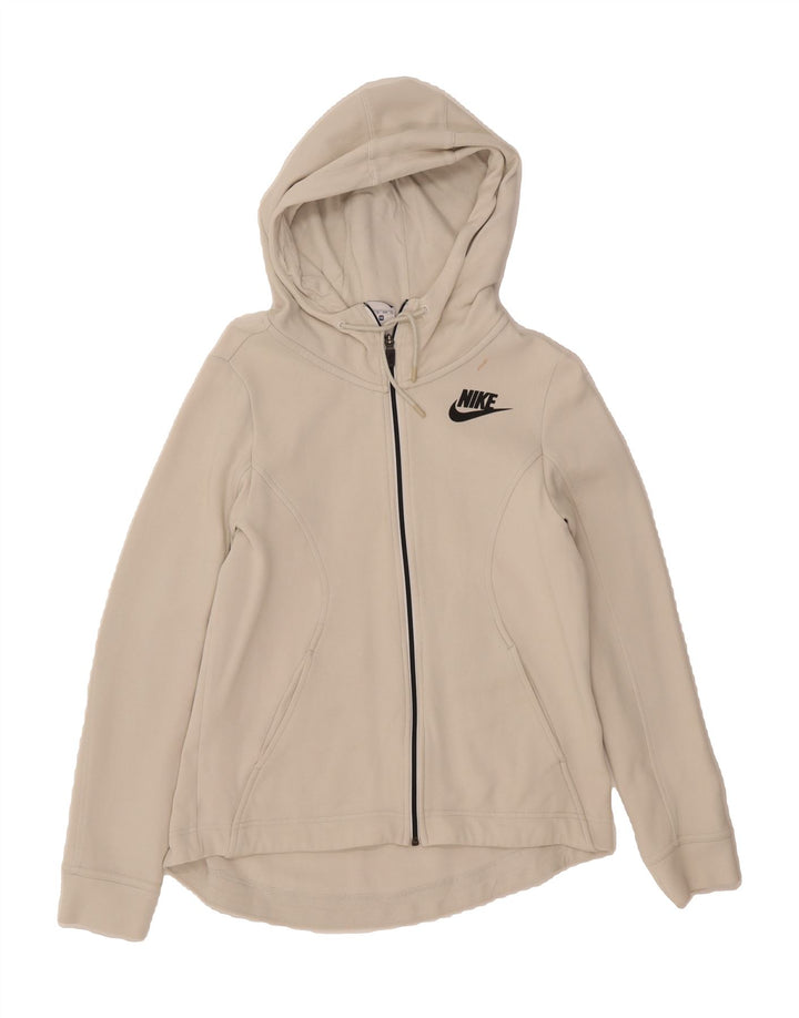 NIKE Womens Oversized Zip Hoodie Sweater UK 6 XS White Cotton Vintage Nike and Second-Hand Nike from Messina Hembry 